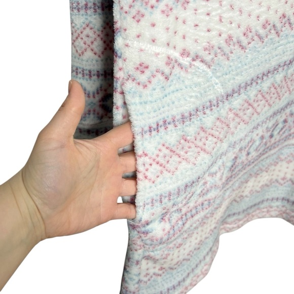 Nautica Plush Fair Isle Print Hooded Cozy Lounge Dress Or Nightgown - Picture 3 of 12